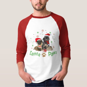 Camiseta patas do papai noel do pug