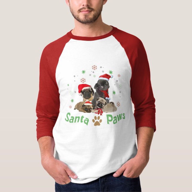 Camiseta patas do papai noel do pug (Frente)