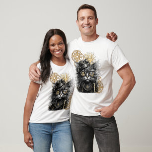 Camiseta Patas Espirituosas O Gato Funky Steampunk