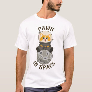 Camiseta Patas no espaço Gato Astronauta Animal cósmico