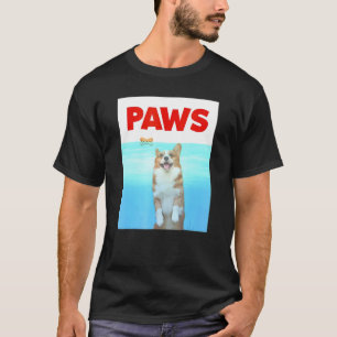 Camiseta Patas Paródia de Cachorro Corgi Tubarão dos Anos 8