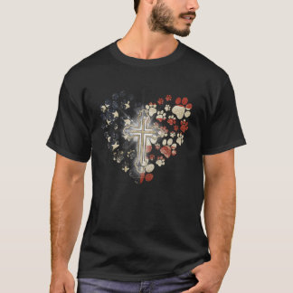 Camiseta Patas Patrióticas Cão Coração Bandeira Americana J