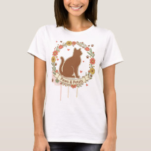 Camiseta Patas & Pétalas Design Floral de Gato