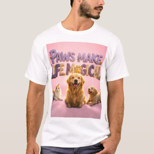 Camiseta Patas Tornam a Vida Mágica Amante de Cão Gato Anim