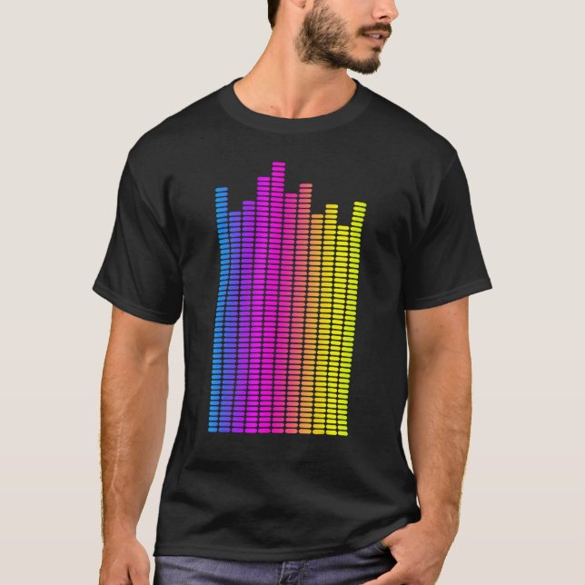 Camiseta Patch de áudio do Engenheiro de som Rainbow do Equ (Frente)