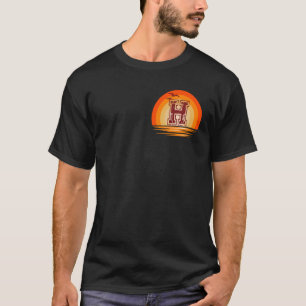 Camiseta Patch do tórax H Mínimalista Vintage Retro Sunset