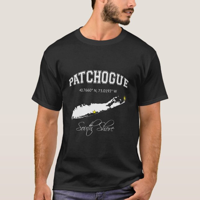 Camiseta Patchogue Long Island Ny Varsity - Letra Hoodie (Frente)