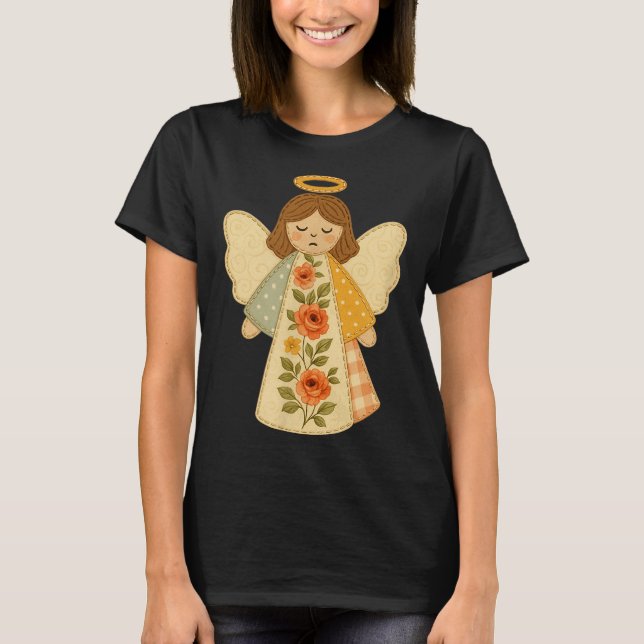 Camiseta Patchwork Angel Cozy Christmas &amp; Christian Des (Frente)