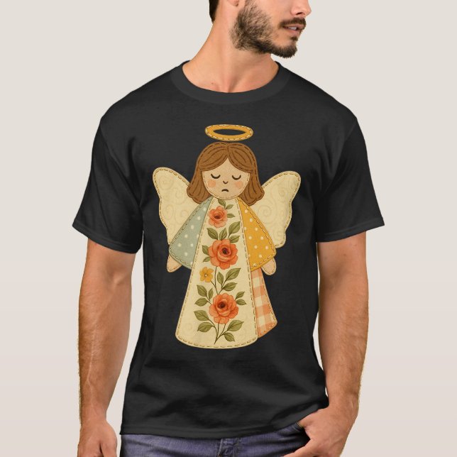 Camiseta Patchwork Angel Cozy Christmas &amp; Christian Des (Frente)
