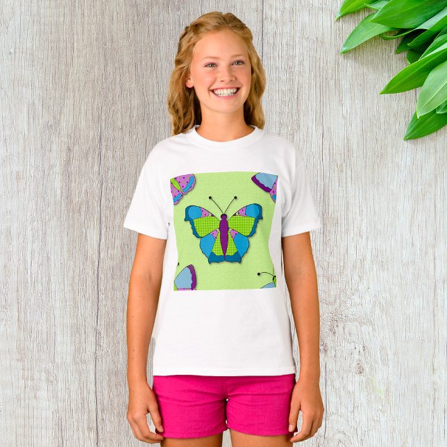 Camiseta Patchwork Butterfly Pattern on Green (Criador carregado)