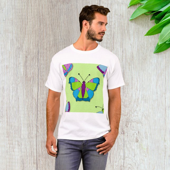 Camiseta Patchwork Butterfly Pattern on Green (Criador carregado)