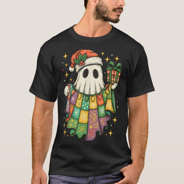 Camiseta Patchwork Christmas Ghost Christmas, Christmas Boo (Frente)