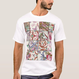 Camiseta Patchwork da Natureza: Chic Seamless Background