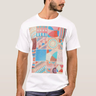 Camiseta Patchwork de Canvas bruta: padrão de vinheta textu