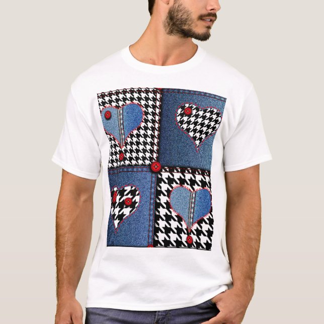 Camiseta Patchwork de Denim: padrão de Tecido sem falhas (Frente)