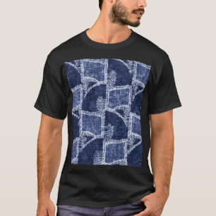Camiseta Patchwork do Indigo: Textuturado verificado Elegân