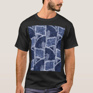 Camiseta Patchwork do Indigo: Textuturado verificado Elegân