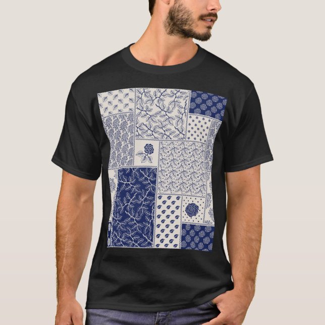 Camiseta Patchwork Floral do Indigo Blue Beige (Frente)