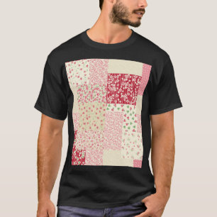 Camiseta Patchwork Floral: Ornamentos Desenhados À Mão.