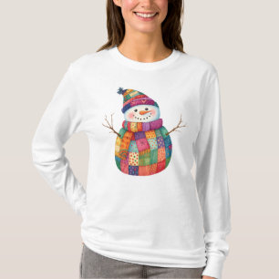 Camiseta Patchwork Snowman Colorir no Natal