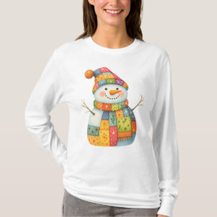 Camiseta Patchwork Snowman Colorir no Natal