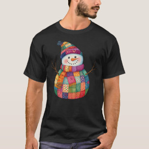 Camiseta Patchwork Snowman Colorir no Natal