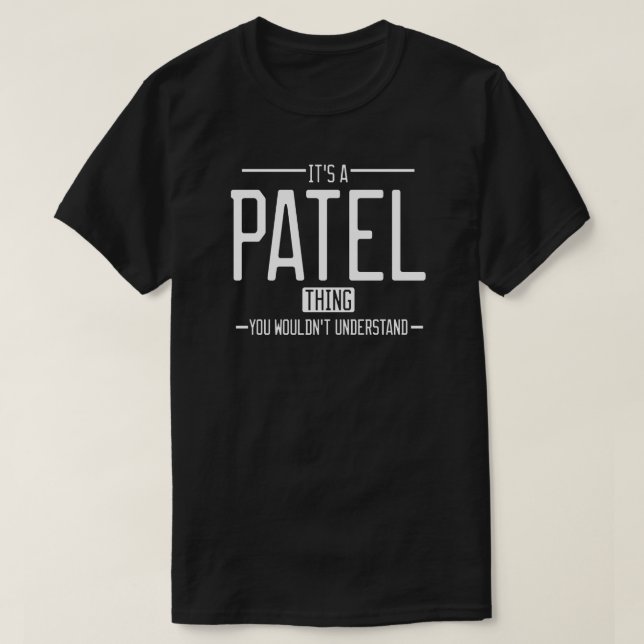 Camiseta Patel, sobrenome engraçado, família engraçada (Frente do Design)