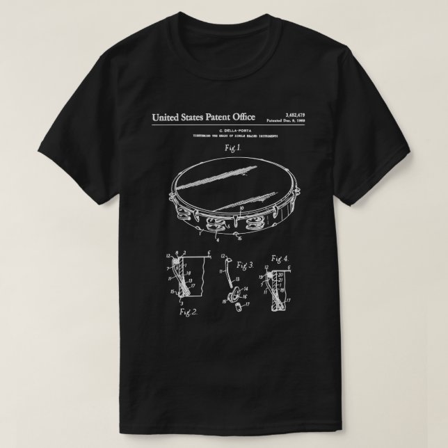 Camiseta Patente americana Tambourine (Frente do Design)