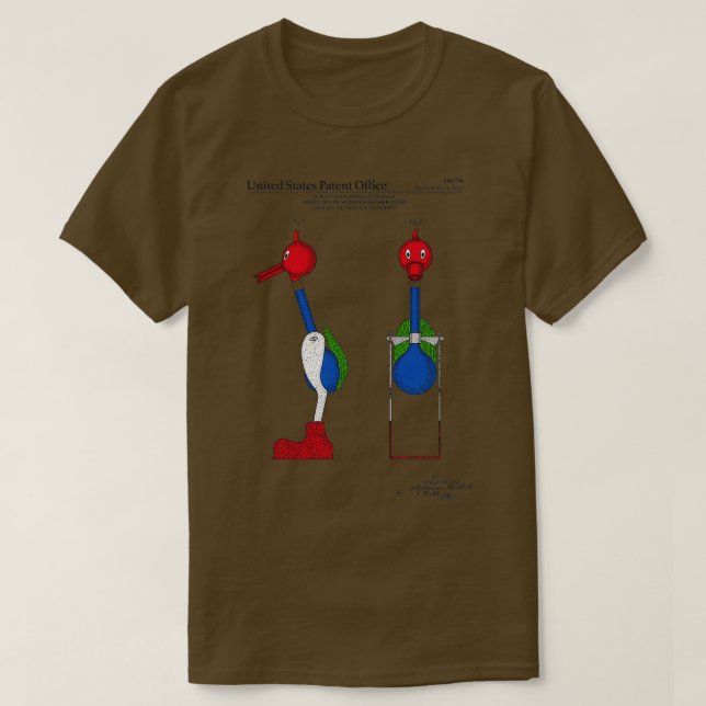 Camiseta Patente de aves bebendos (Frente do Design)