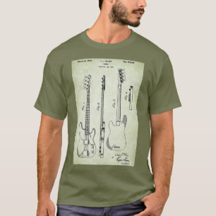 Camiseta Patente dos EUA - Baixo violão pergaminho verde