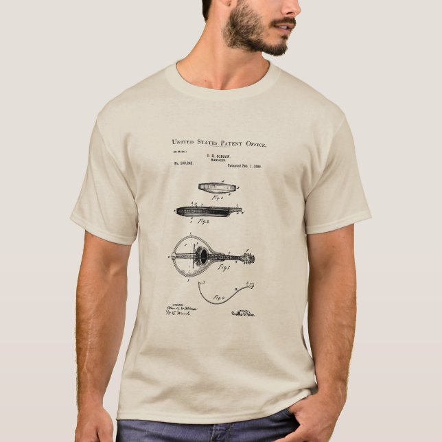 Camiseta Patente dos EUA - Mandolin (Frente)