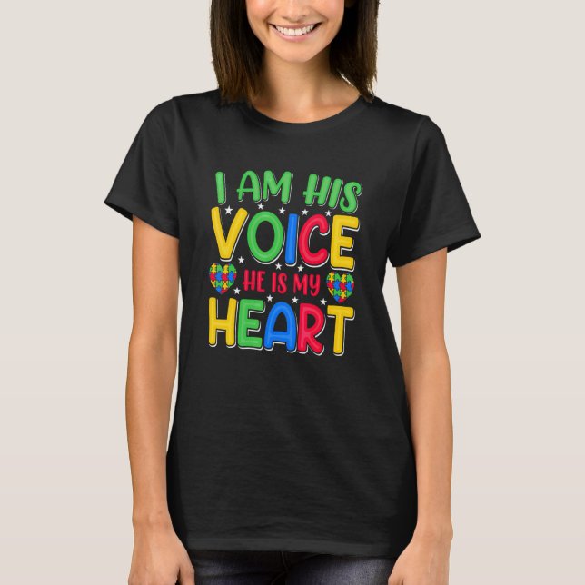 Camiseta Paternidade no Autismo Eu Sou Sua Voz Ele é Meu Co (Frente)