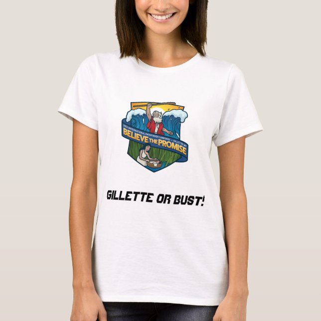 Camiseta Pathfinder International Camporee Gillette ou Bust (Frente)