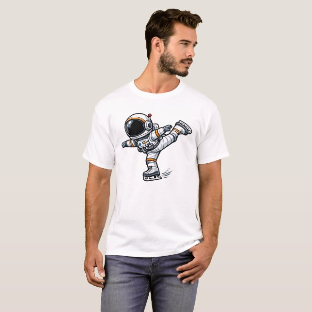 Camiseta Patinação Artística de Astronauta (Frente Completa)