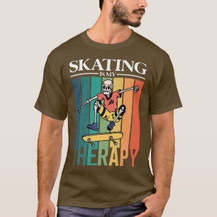 Camiseta Patinação é minha terapia Retro 80s Esqueleto Radi