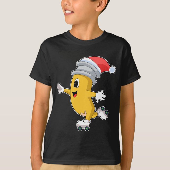 Camiseta Patinação em linha de Natal do Lápis (Frente)