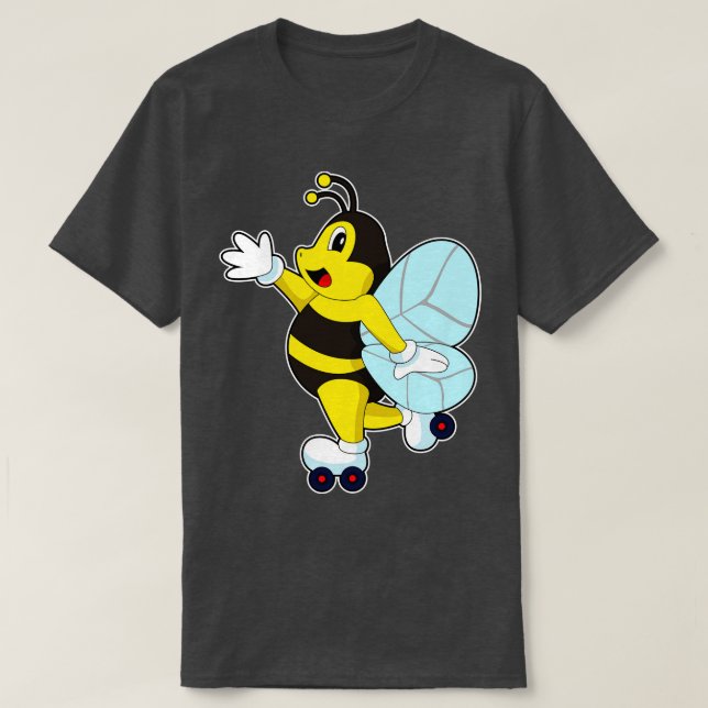 Camiseta Patinação em linha dos skates do cilindro de abelh (Frente do Design)