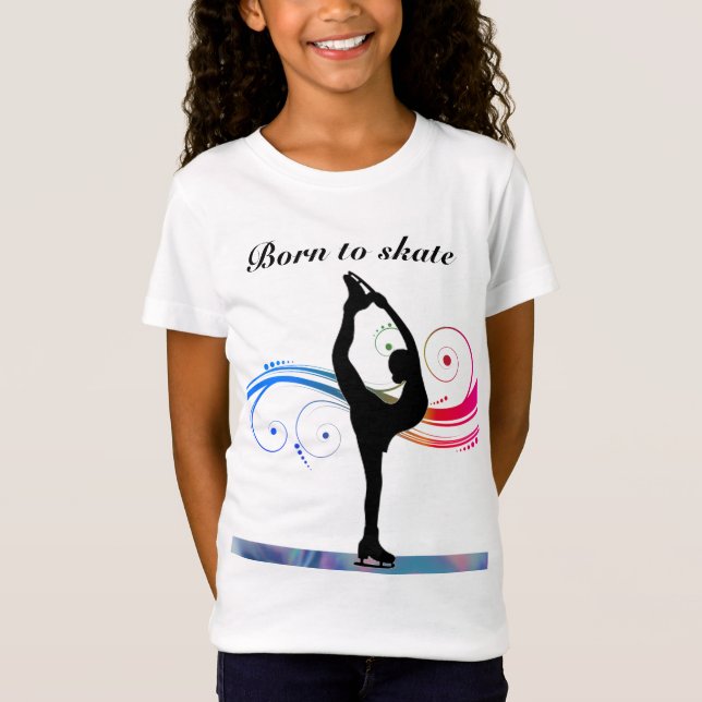Camiseta Patinação na Figura: Meninas Nascer a Skate T-Shir (Frente)