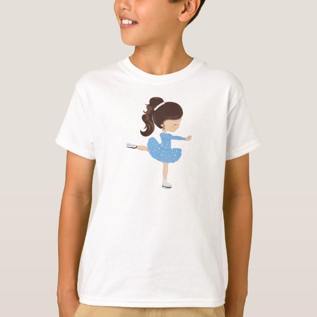 Camiseta Patinação na Figura, Rapariga de Pé-Gelo, Cabelo M (Frente)