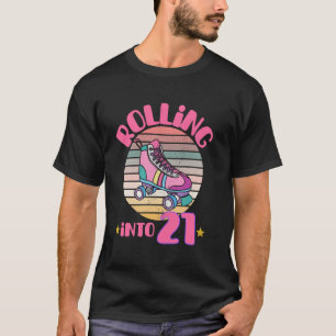 Camiseta Patinação no Rolo Menina Fazendo 21 Anos Patinando
