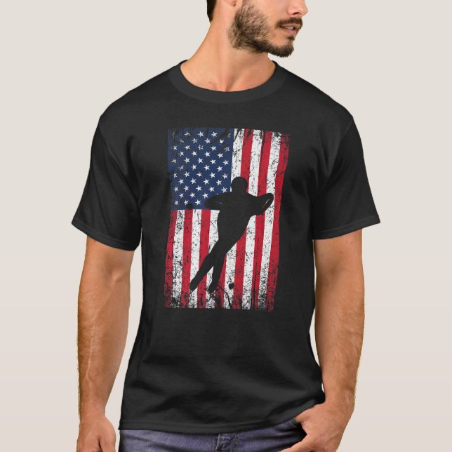 Camiseta Patinador Americano Em Linha De Velocidade Em Pé D (Frente)