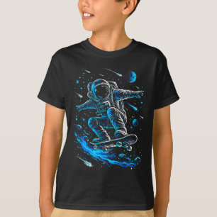 Camiseta Patinador Astronauta Skateboard Galáxia Planetas M