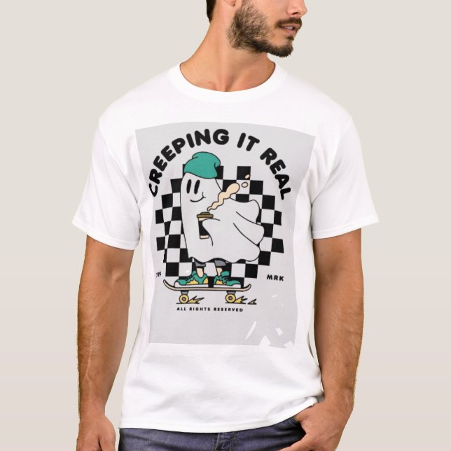 Camiseta Patinador de desenho em estilo moderno - design en (Frente)