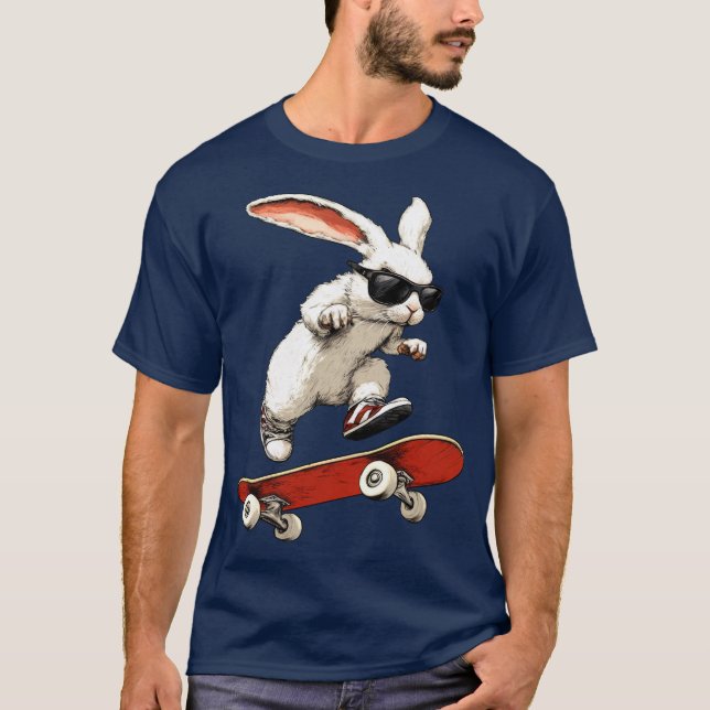 Camiseta Patinador de lebre - T-Shirt com coelho de skate (Frente)