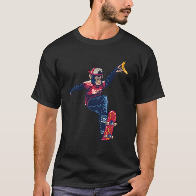 Camiseta Patinadores De Skateboard Macacos Divertidos Pro S (Frente)