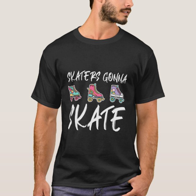 Camiseta Patinadores vão rolar Skate patinando ao longo do  (Frente)