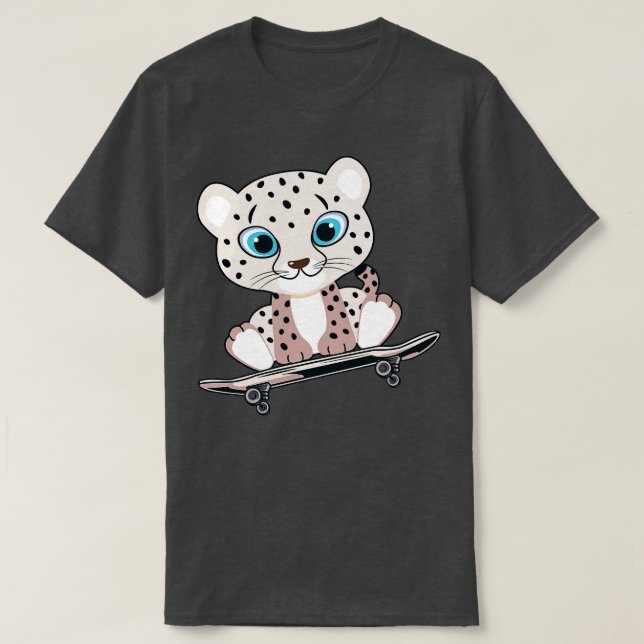 Camiseta Patinagem de leopardo-da-neve (Frente do Design)