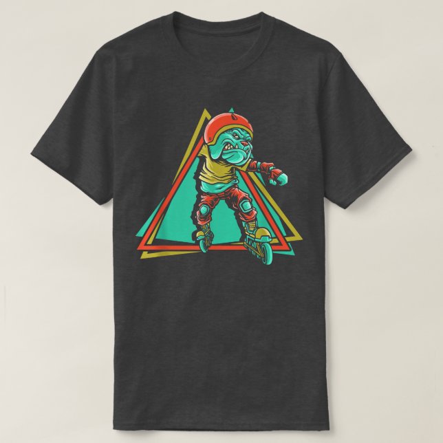 Camiseta Patinagem Inline do Cilindro de Bulldog (Frente do Design)
