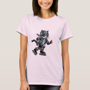 Camiseta patinagem legal de rolo de gato