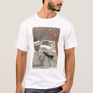 Camiseta Patinagem no gelo no lago congelado, ilustração